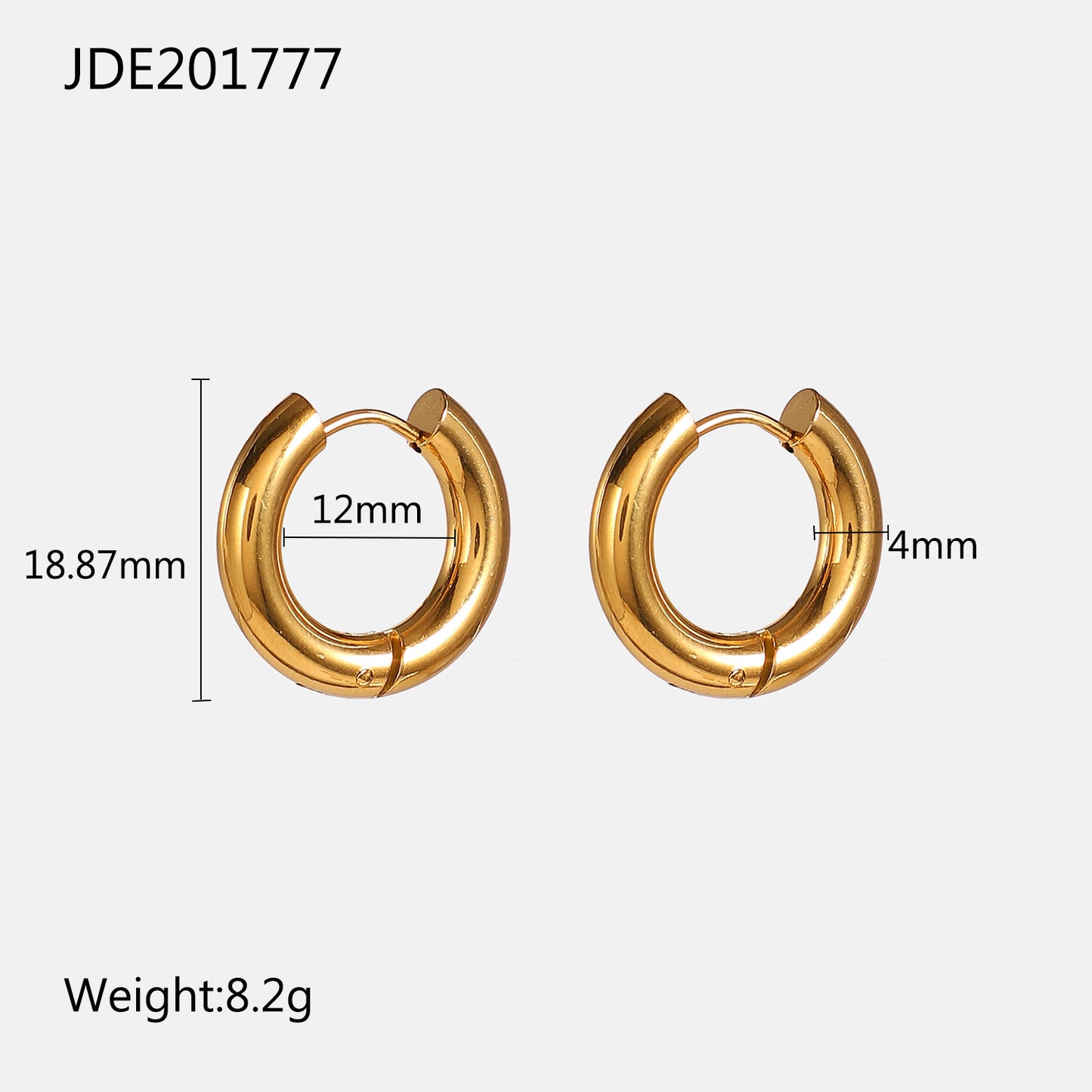 Simple 18K Gold Titanium Steel Geometric Hoop Earrings for Women