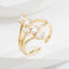 Fashion Oval Flower Zircon Inlay Adjustable Copper Ring for Women