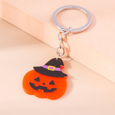 Funny Pumpkin Star Hat Halloween Keychain Pendant