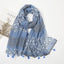 Women's Vintage Bohemian Floral Cotton Linen Print Scarf with Tassels