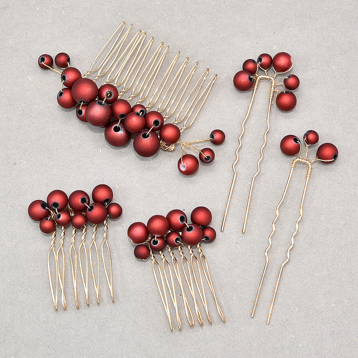 Retro Baroque Pearl Hair Fork Bridal Hairpin Accessories Set