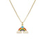 Rainbow Heart & Star Zircon Pendant Necklace - Copper Enamel Choker