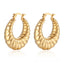 1 Pair Fashion 18K Gold Plated Stainless Steel Oval Hoop Earrings