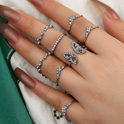 Bohemian Butterfly Diamond 8-Piece Ring Set