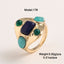 Vintage Geometric Alloy Semi-precious Stone Inlay Rings with Turquoise and Tiger Eye Design