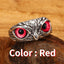 Retro Blue-Eyed Owl Adjustable Unisex Ring