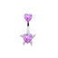 Elegant Heart-Shaped Butterfly Belly Button Ring with Rhinestones and Opal in White Gold Plated Stainless Steel