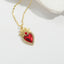 14K Gold Plated Enamel Heart Wings Zircon Pendant Necklace