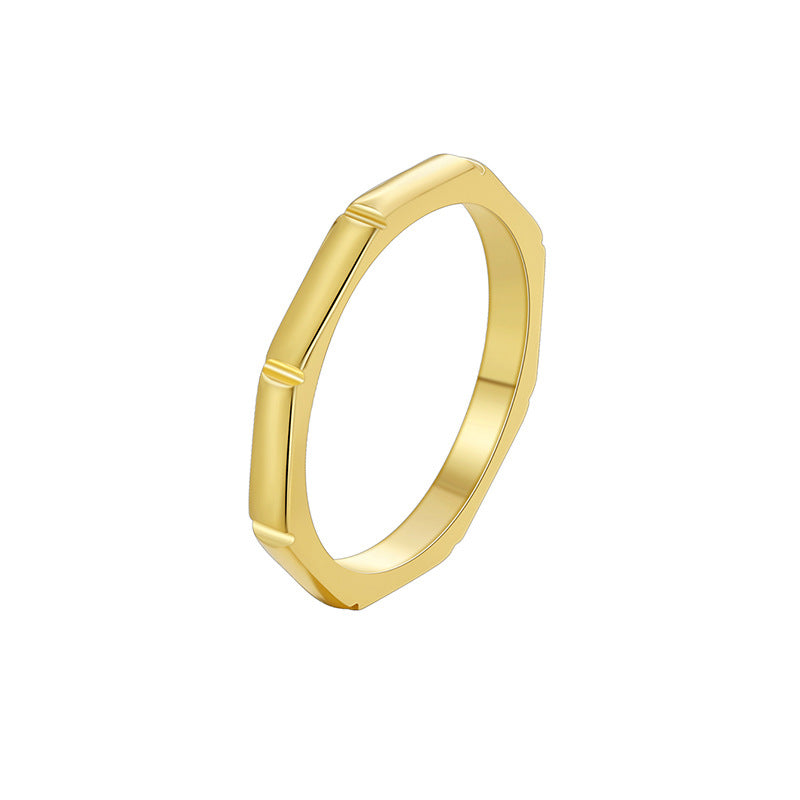 Minimalist Geometric 18k Gold Plated Copper Ring for Women