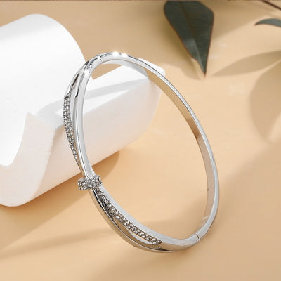 Simple Style Solid Color Alloy Inlay Zircon Women's Bangle