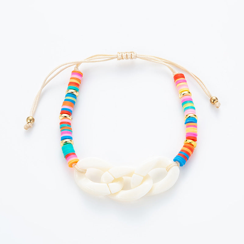 Colorful Adjustable Acrylic Rope Knitting Unisex Bracelet for Kids and Adults