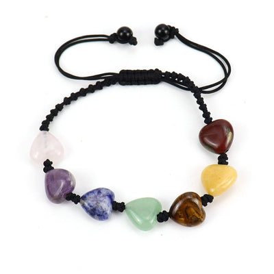 Simple Heart Shape Natural Stone Crystal Beaded Bracelet