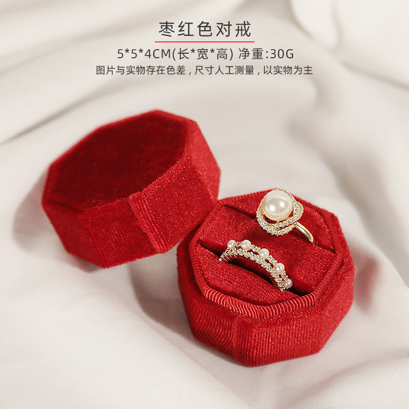 Elegant Solid Color Velvet Jewelry Ring and Earring Storage Box