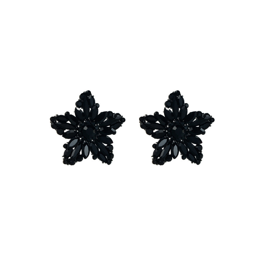 Elegant Gold Plated Pentagram Zircon Stud Earrings for Women