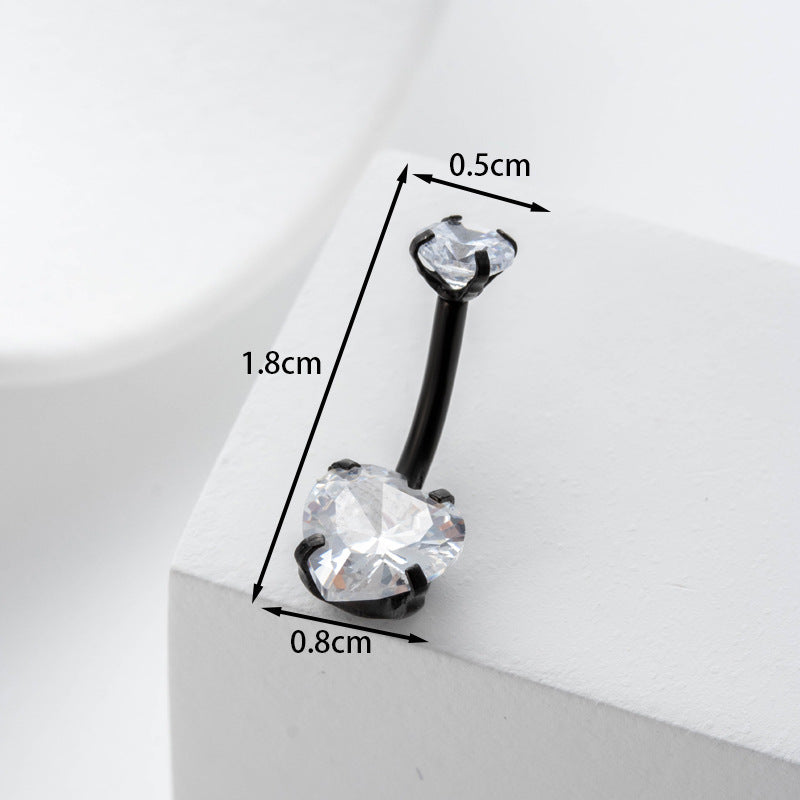 Fashion Star 316L Stainless Steel Zircon Gemstone Navel Ring