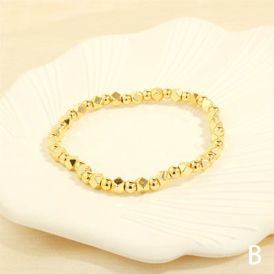 18k Gold Plated Geometric Beaded Layered Bracelet Set