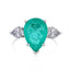 Fashion Square Water Droplets Heart Shape Sterling Silver Zircon Ring with Paraiba Tourmaline Simulated Gemstone