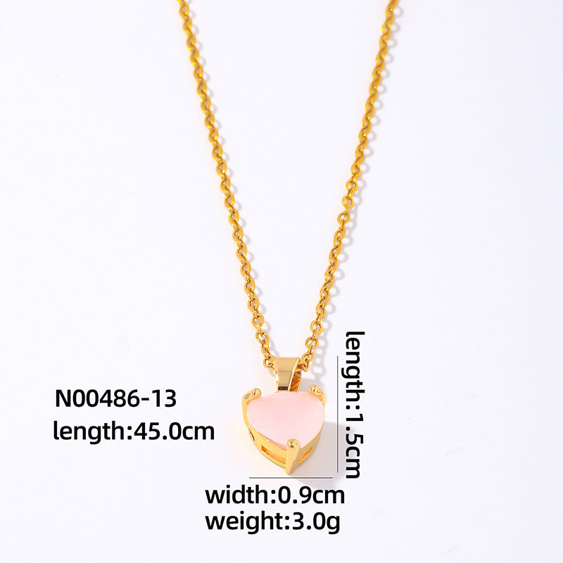 Elegant Heart Shape Gold Plated Zircon Pendant Necklace