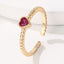 Simple Heart Shape Zircon Open Ring in 18k Gold Plated Copper