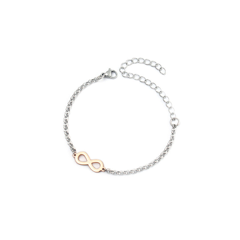 Lucky Number 8 Minimalist Stainless Steel Bracelet for Women