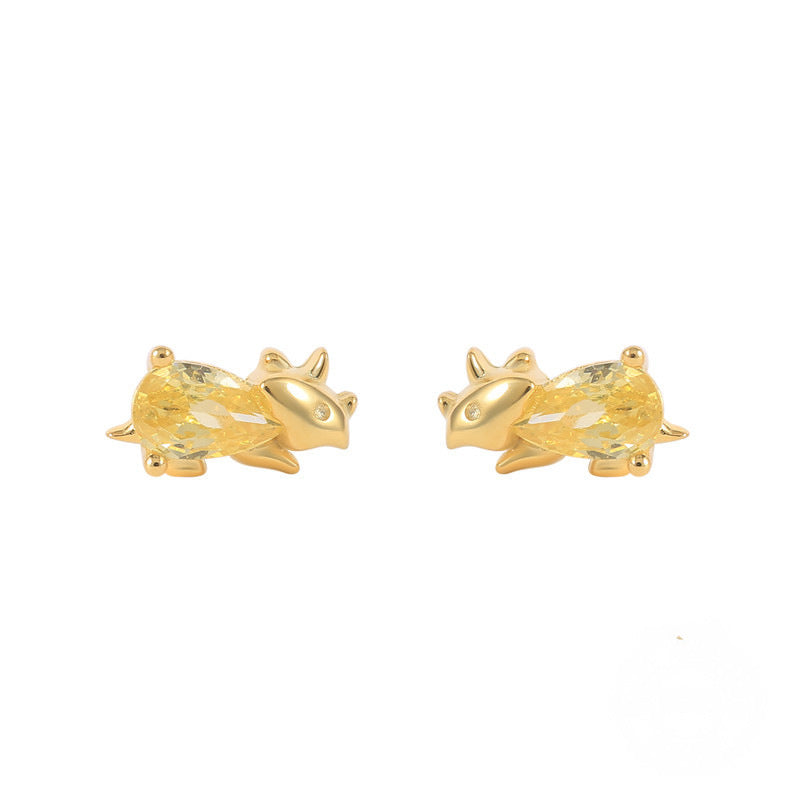 18K Gold Dinosaur and Tropical Animal Stud Earrings