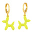 Retro Geometric Colorful Earrings with Pink Balloon Dog Design