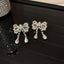 Elegant Rhinestone Flower Drop Earrings - Square Stud Design