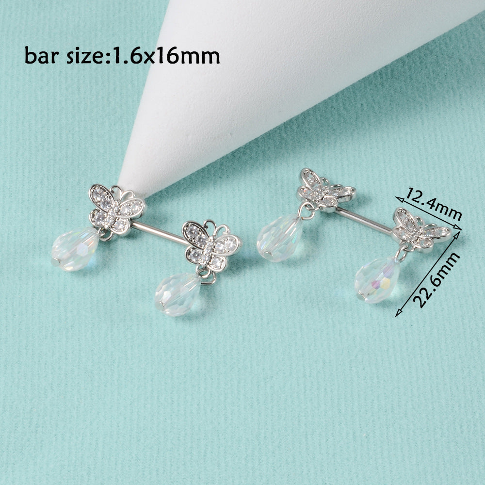 1 Pair Ear Cartilage Rings & Studs Simple Style Moon 304 Stainless Steel Synthetic Opal Rhinestone Polishing Inlay Synthetic Opal Rhinestones Opal