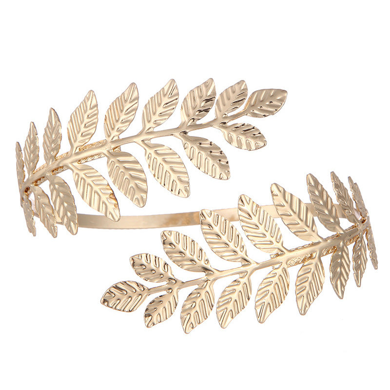 Simple Leaf Metal Pearl Bridal Hair Accessories Set