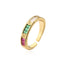 1 Piece Geometric 18k Gold Plated Copper Ring with Colorful Zircon