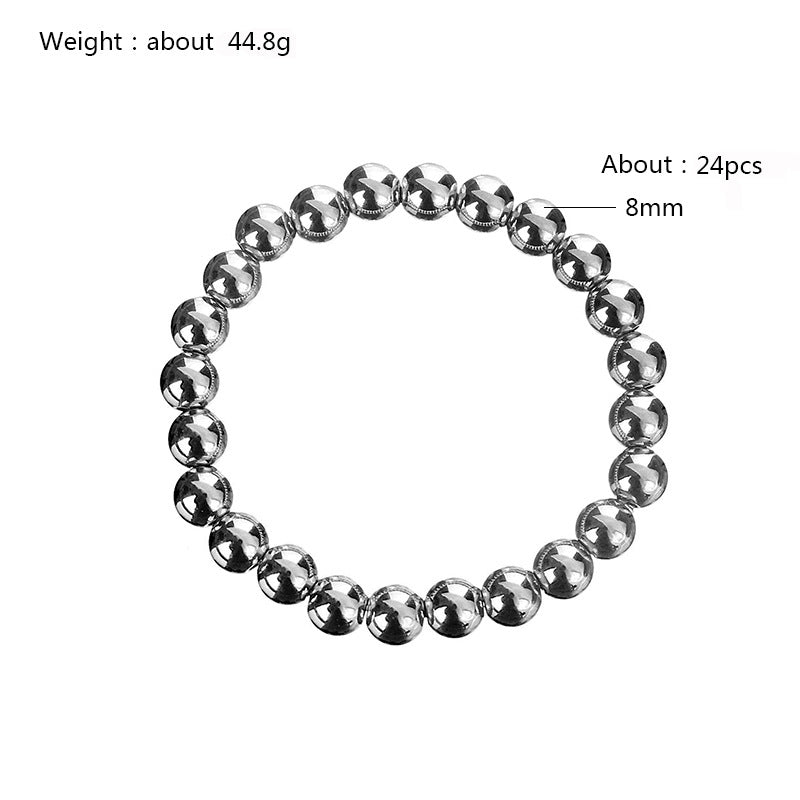 Hip-Hop Retro Stainless Steel Beaded Bracelet for Men