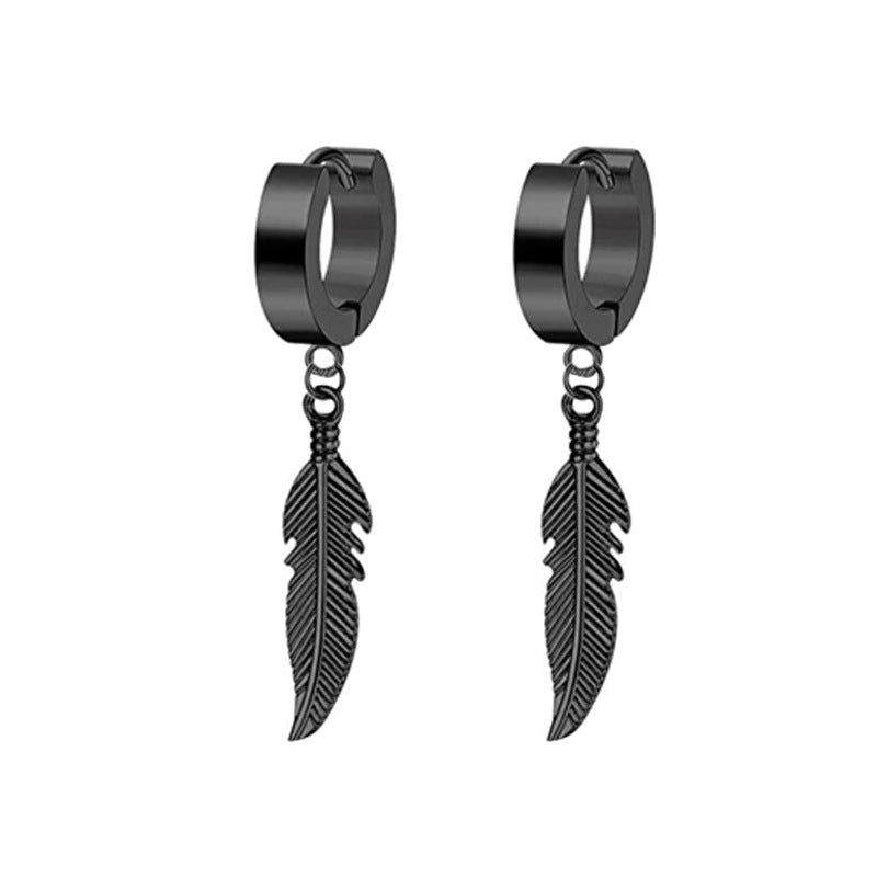 Simple Star Skull Stainless Steel Spike Hoop Earrings