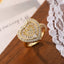 Elegant Geometric Heart Zircon 18K Gold Plated Open Ring