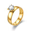 Couple Rhinestone Stainless Steel Matte Gold Zircon Rings