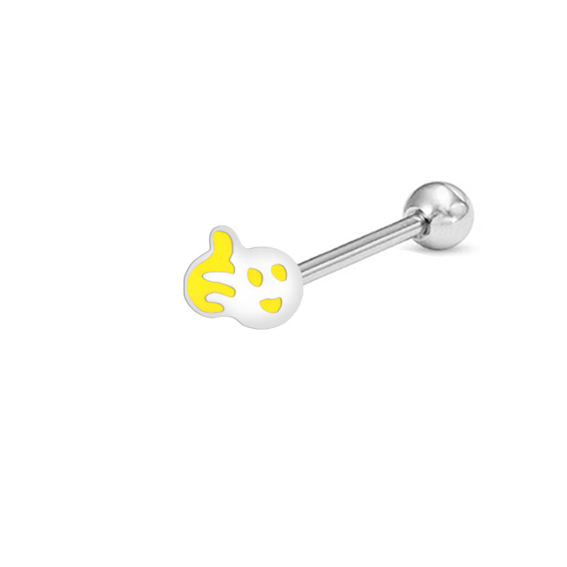 Cute Tropical Fruit Tongue Ring - Stainless Steel & Acrylic Inlay