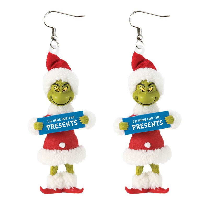 Cartoon Character Grinch Christmas Acrylic Drop Earrings