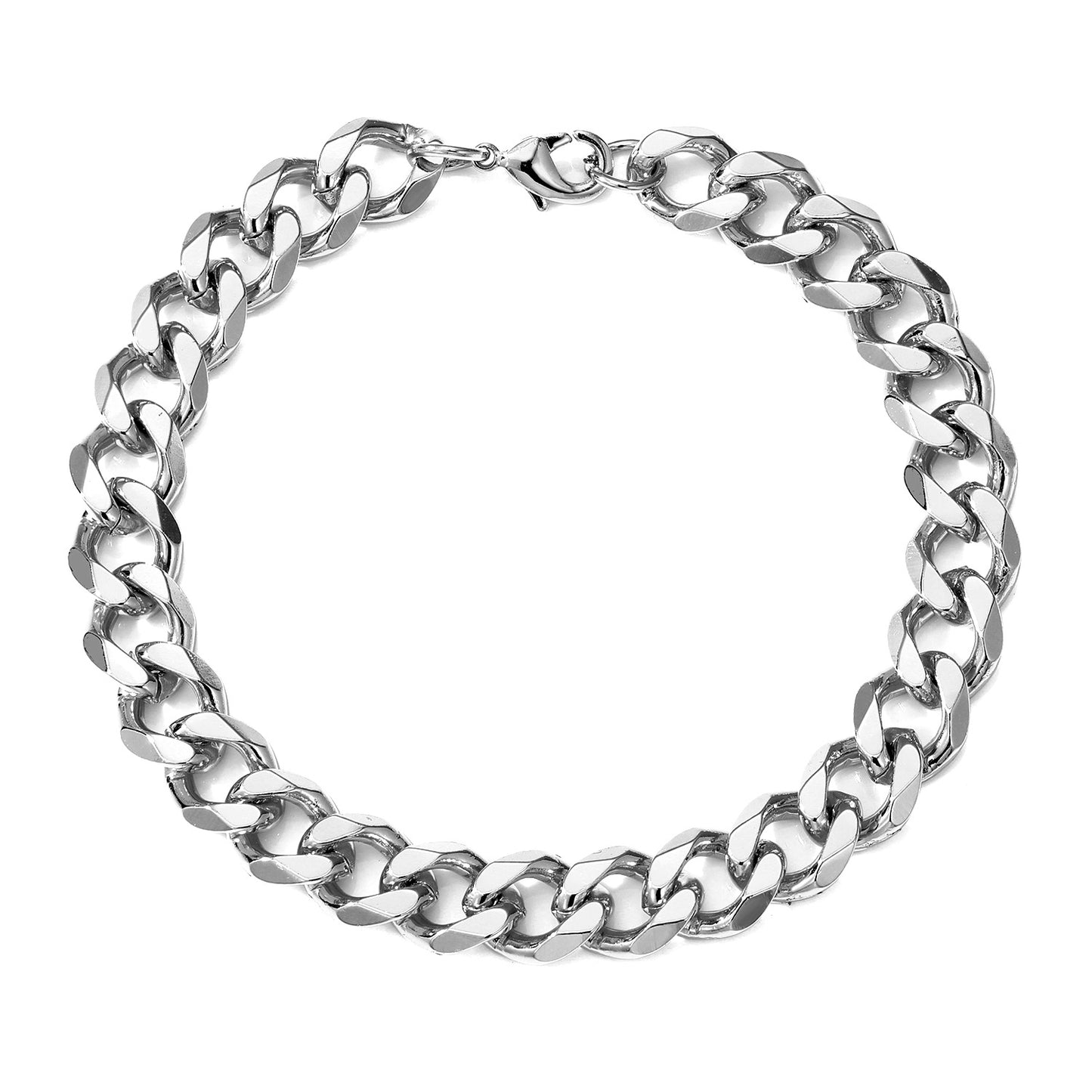 Hip-Hop Cuban Link Stainless Steel Men's Bracelet with Lobster Clasp - Multiple Widths Available