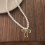 Sweet Bow Knot Pearl Pendant Necklace - Elegant Summer Choker