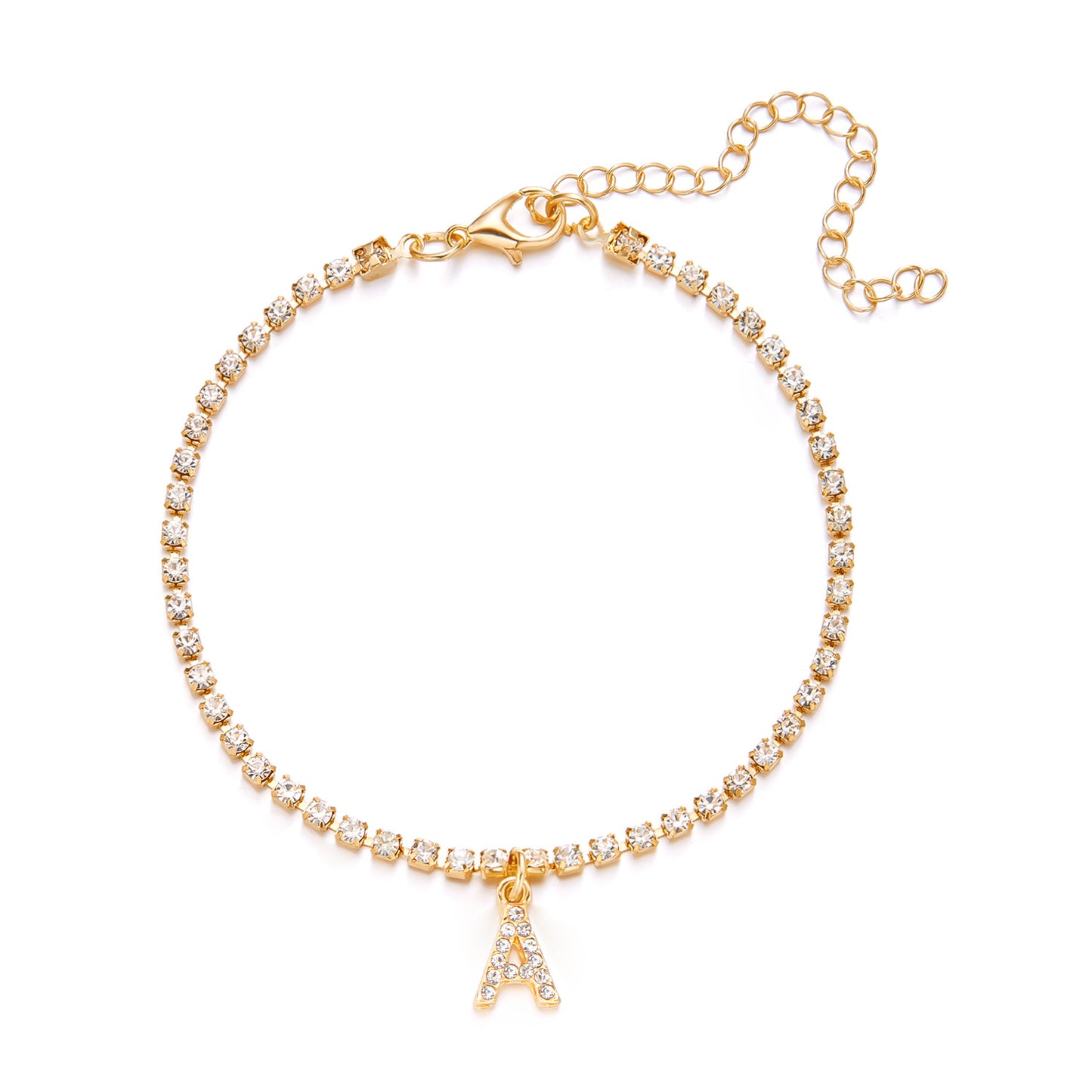 Vacation Beach Alphabet Alloy Plated Rhinestone Women's Anklet