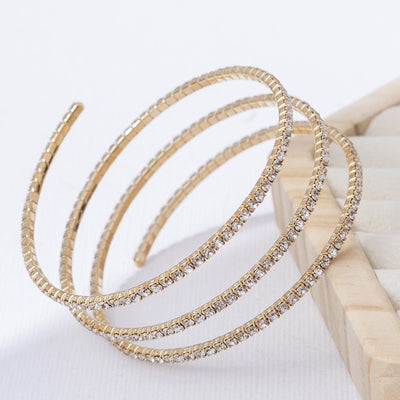 Simple Classic Circle Alloy Bangle with Elastic Triple Row Design