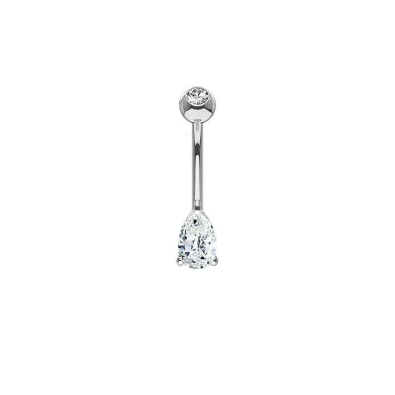 1 Piece Belly Rings Simple Style Classic Style Heart Shape 316 Stainless Steel  Inlay Zircon Belly Rings