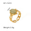 Basic Vintage Style Round Stainless Steel Plating Inlay Natural Stone 18K Gold Plated Open Rings