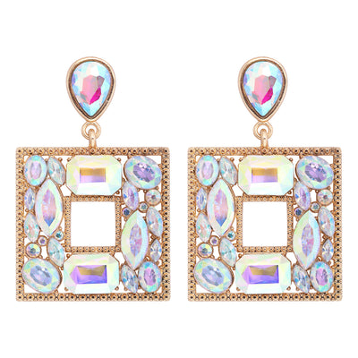 1 Pair Geometric Alloy Inlay Glass Stone Women's Drop Earrings