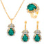 Bridal Shiny Water Droplet Rhinestone Jewelry Set - 14k Gold Plated Necklace, Earrings, and Ring