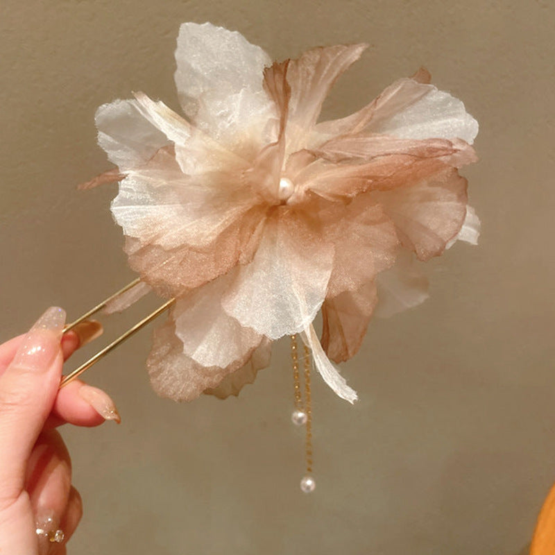 Chinoiserie Flower & Phoenix Lotus Tassel Hairpin for Hanfu