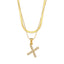 Fashion 18K Gold Plated Double-Layer Chain Zircon Letter Stainless Steel Necklace