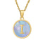 Titanium Steel Blue Shell Initial Pendant Necklace