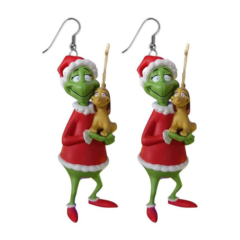 1 Pair Fashion Cartoon Character Carving Arylic Drop Earrings