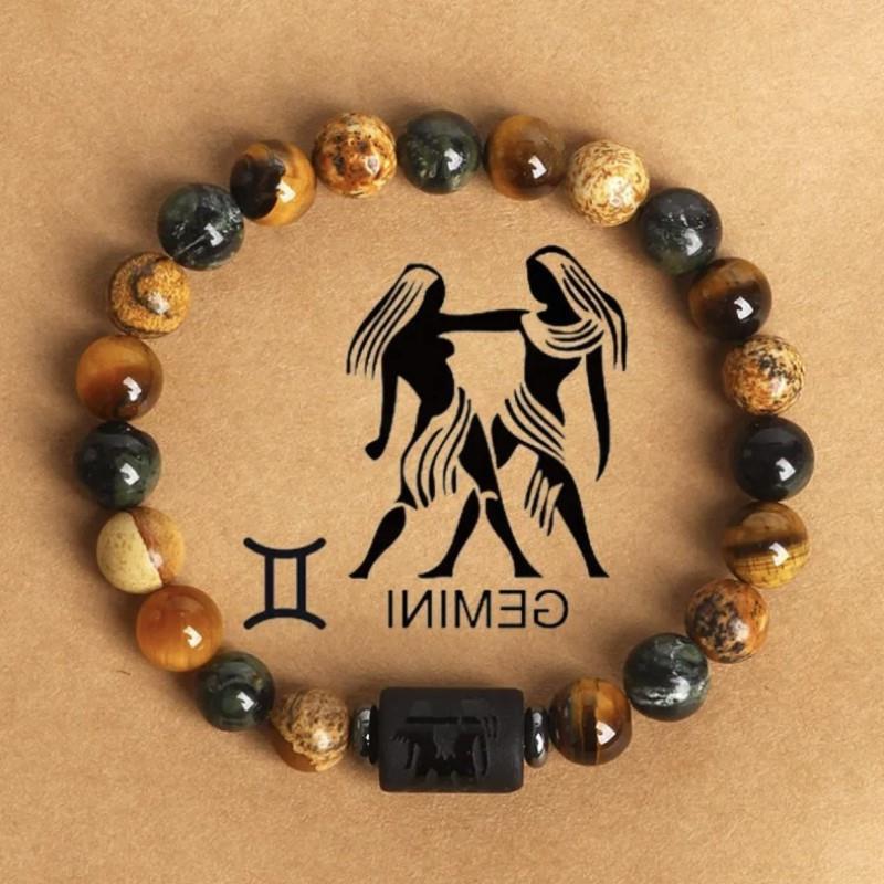 Casual Constellation Natural Stone Beaded Bracelets with Tiger Eye and Picture Stone