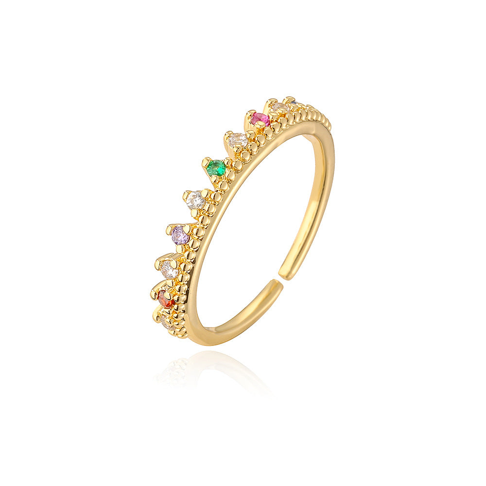 Fashion Geometric Zircon Open Ring in 18k Gold Plated Copper